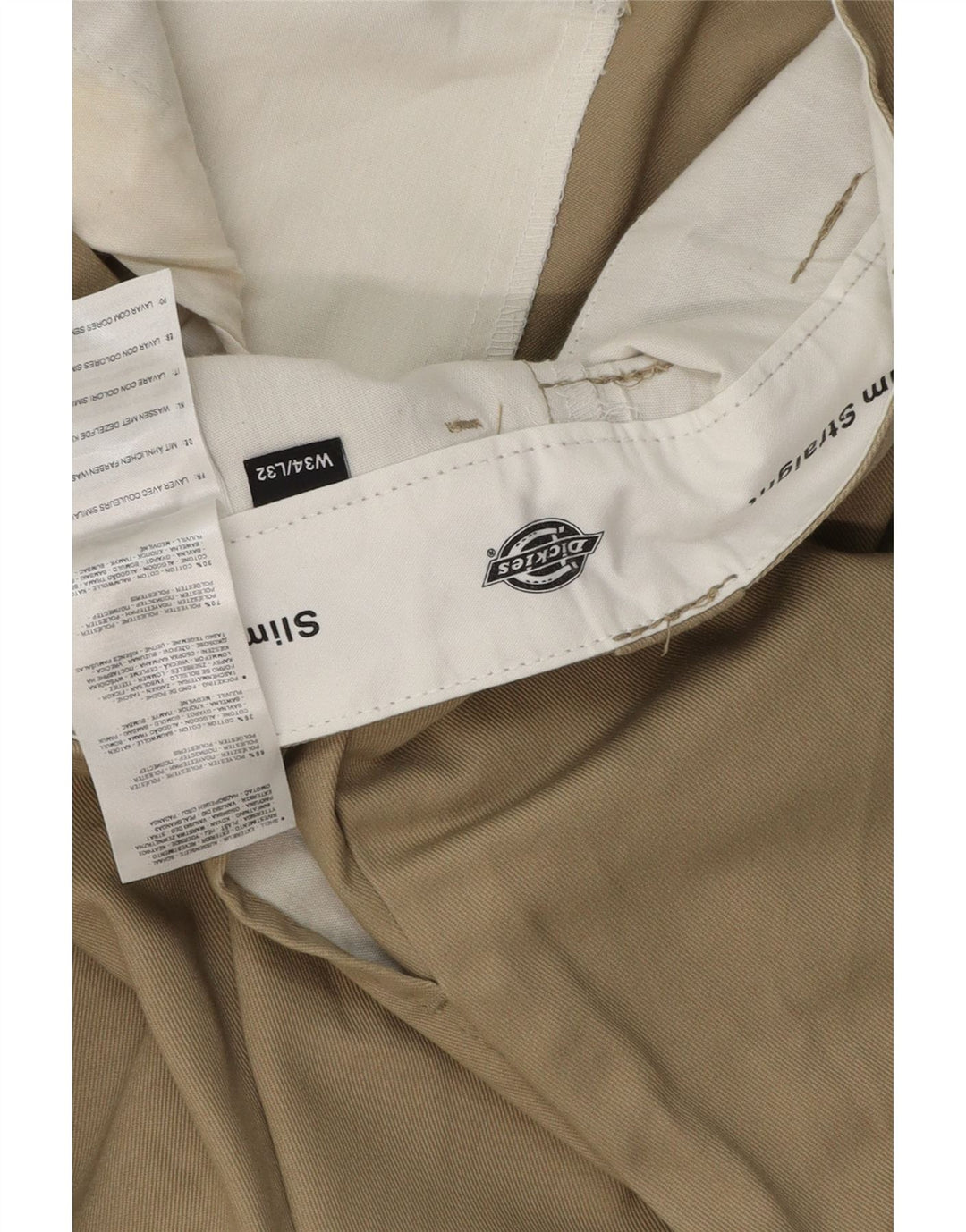 DICKIES Pantaloni chino slim drepti pentru bărbați L34 L32 poliester bej