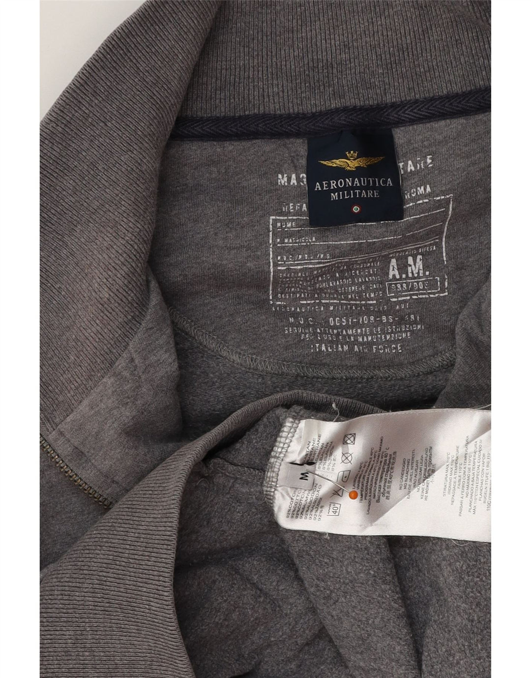 AERONAUTICA MILITARE Jachetă de trening pentru bărbați, gri mediu, bloc de culoare