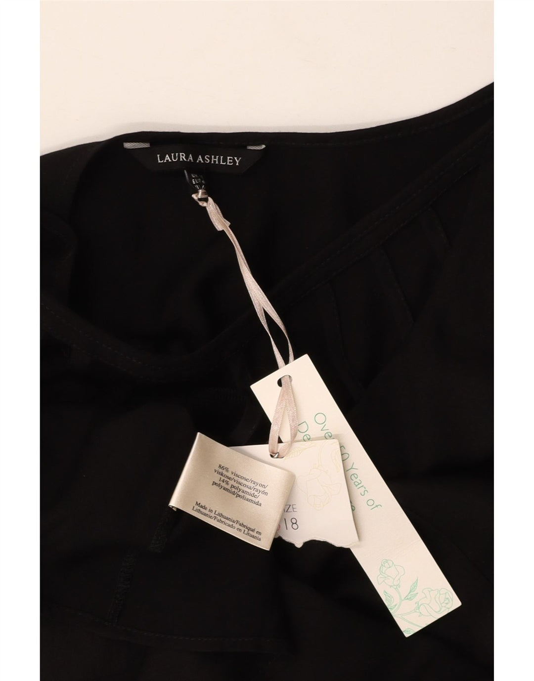 LAURA ASHLEY Bluză fără mâneci pentru femei UK 18 XL Viscoză neagră