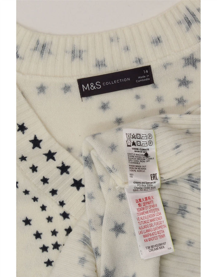 Marks & Spencer Pulover cu decolteu în V pentru femei UK 14 Large White