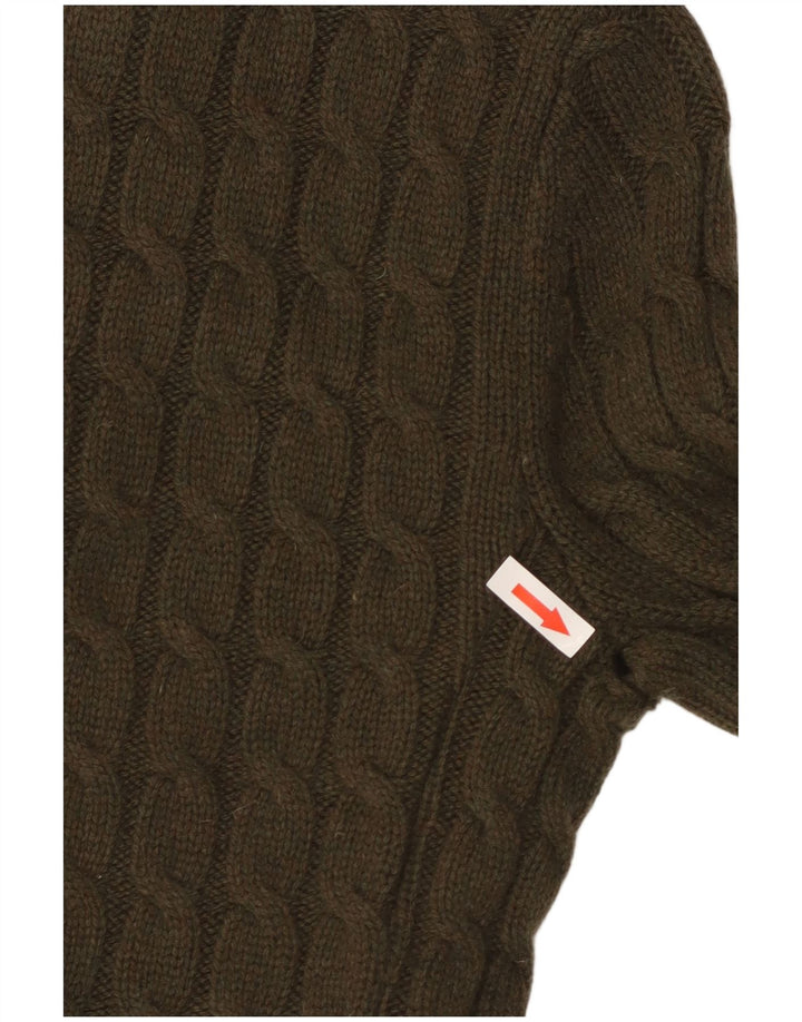 Pulover cardigan Massimo Dutti pentru femei UK 8 Small Kaki Colorblock Lână