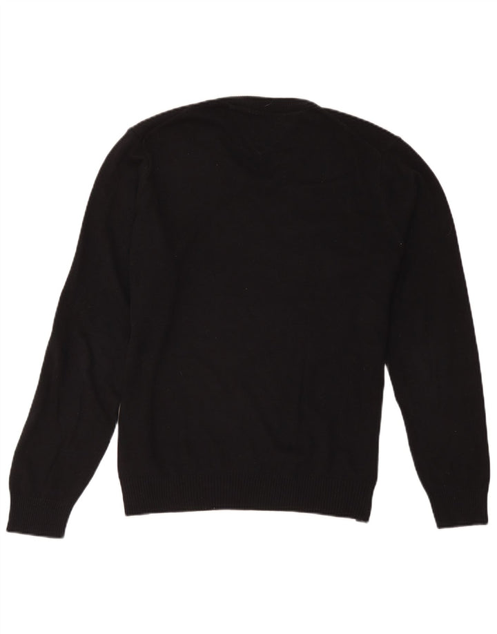 Pulover Tommy Hilfiger pentru bărbați, cu decolteu în V, bumbac mediu negru