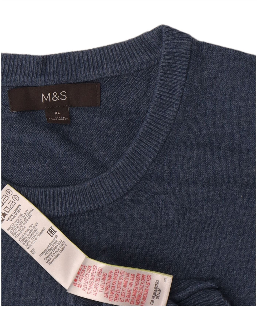 Pulover pentru bărbați Marks & Spencer cu gât crew pulover XL bleumarin acrilic