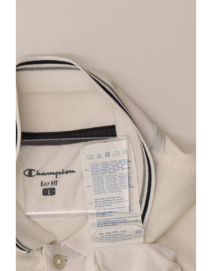 Tricou polo pentru bărbați CHAMPION Easy Fit, mare, alb, din bumbac