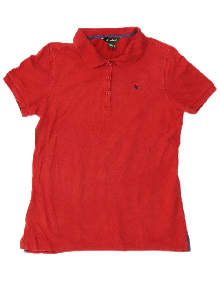 EDDIE BAUER Tricou polo pentru femei UK 10 Bumbac roșu mic
