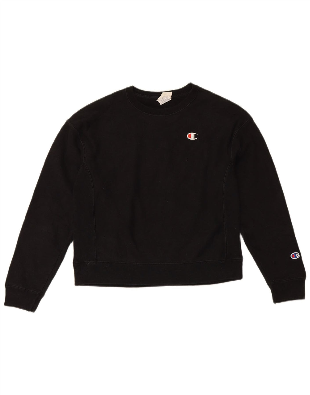 Pulover pentru femei Champion cu țesătură inversă, UK 10, bumbac negru mic