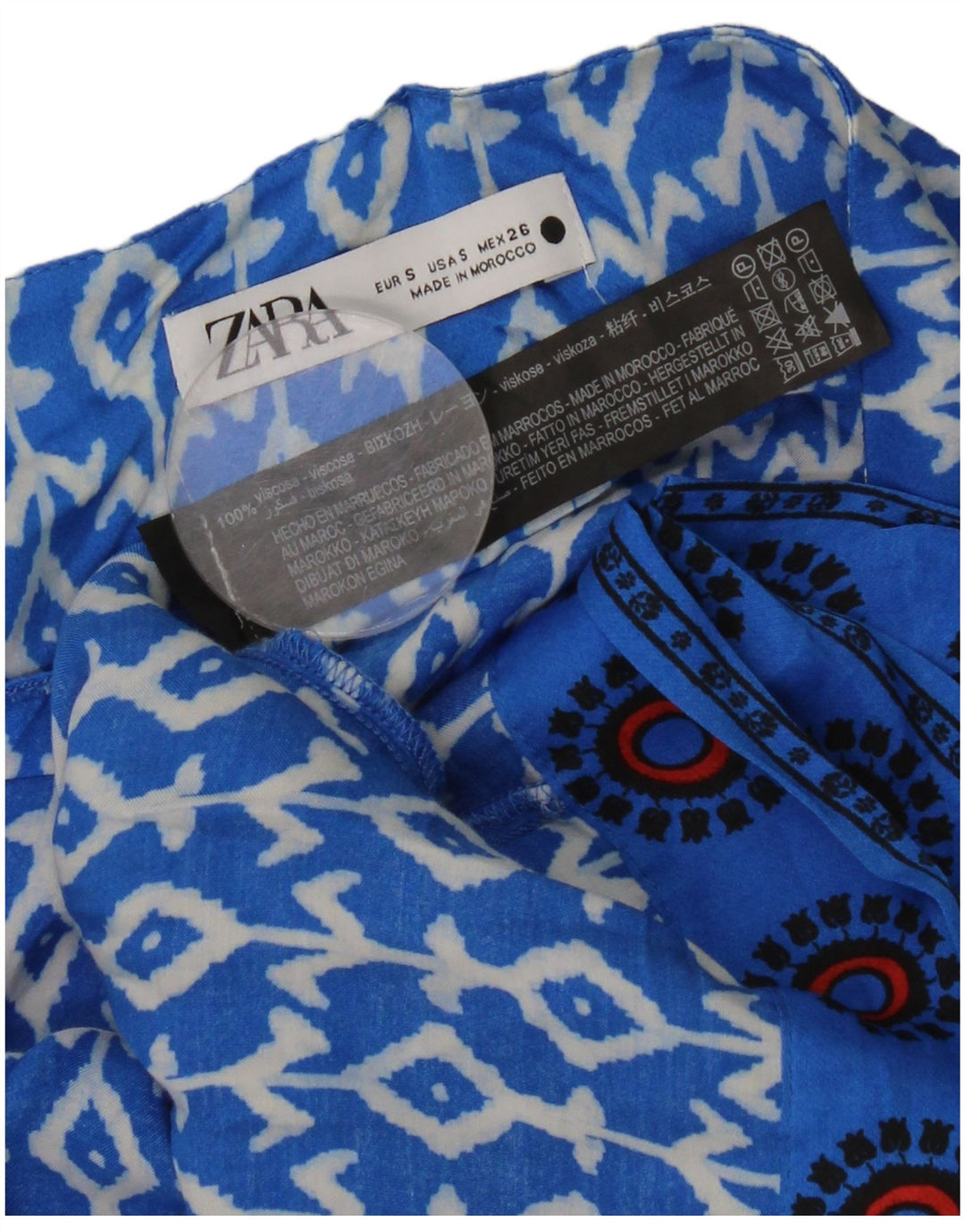 Fusta Wrap Femei Zara Small W26 Blue Geometric Viscose