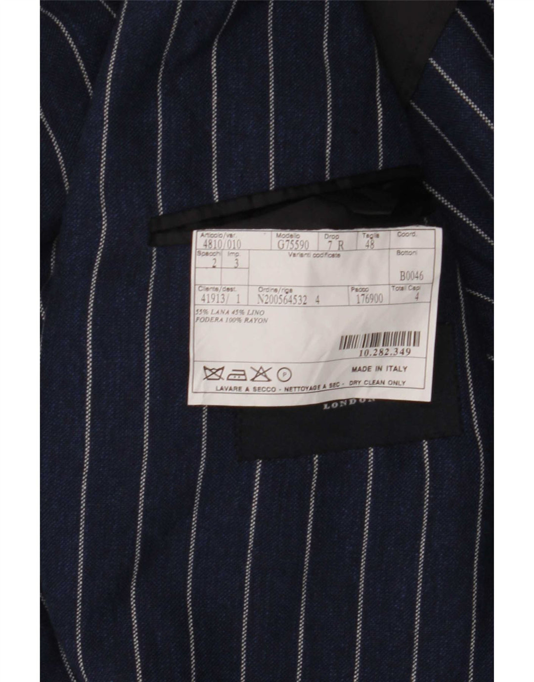 Jachetă Burberry pentru bărbați, cu 2 nasturi, IT 48 Medium Bleumarin, Lână cu dungi