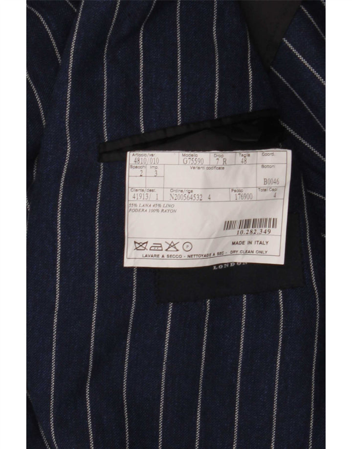 Jachetă Burberry pentru bărbați, cu 2 nasturi, IT 48 Medium Bleumarin, Lână cu dungi