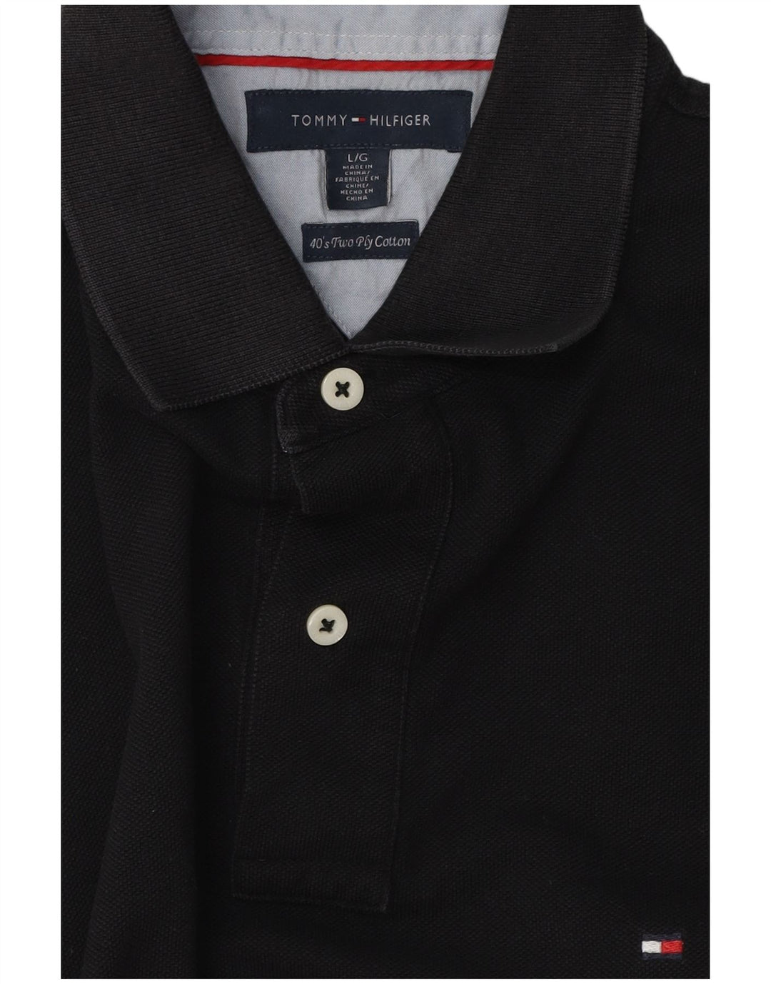 Tricou polo Tommy Hilfiger pentru bărbați, mare, negru, bumbac