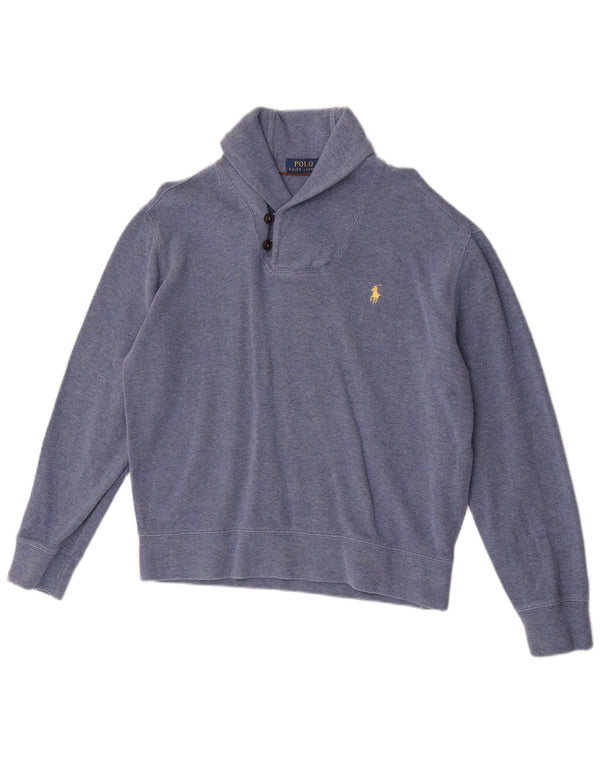 Pulover Polo Ralph Lauren pentru bărbați, cu gât șal, bumbac albastru mediu