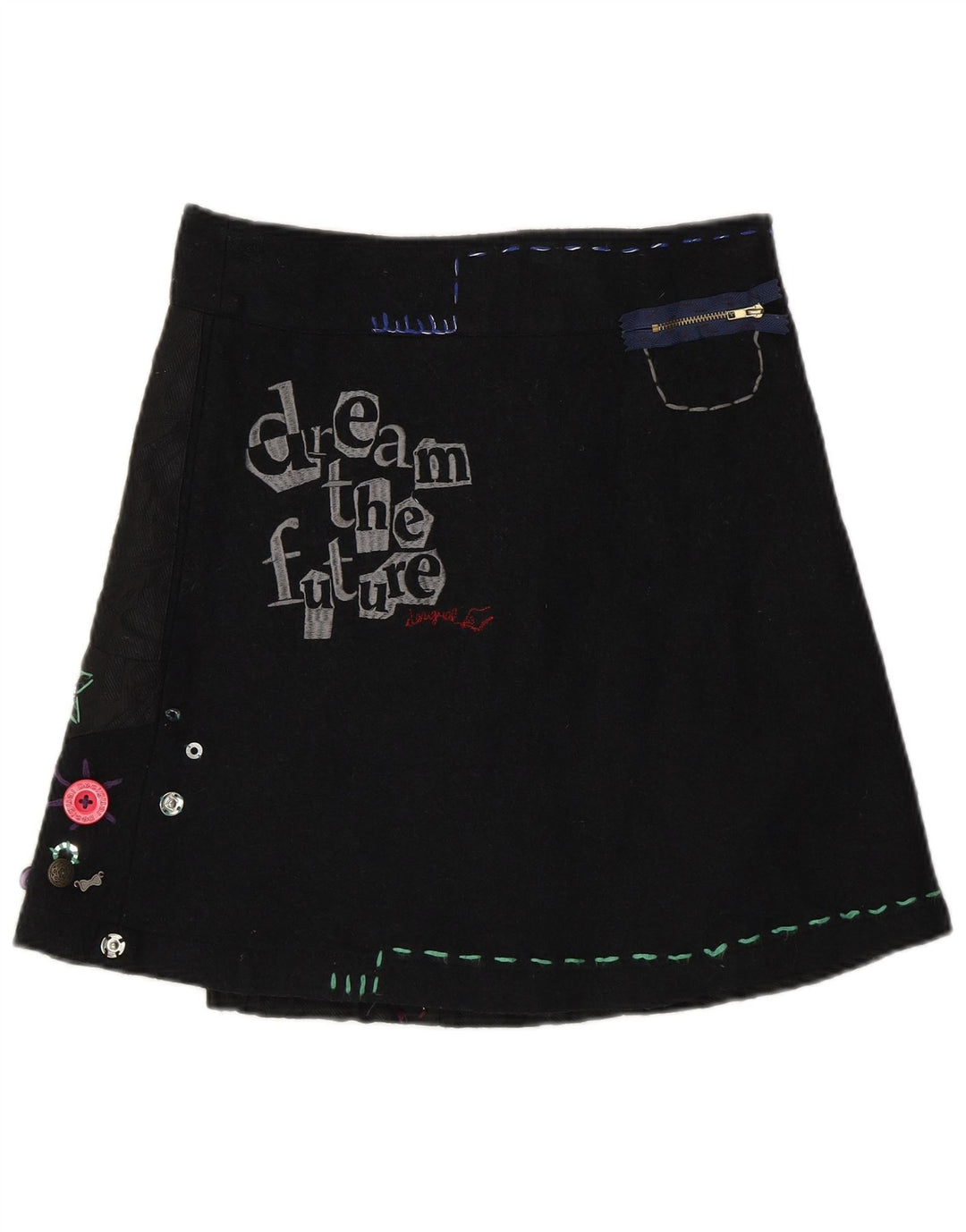 Fusta Wrap Desigual pentru femei cu grafică EU 38 Medium W30 Negru