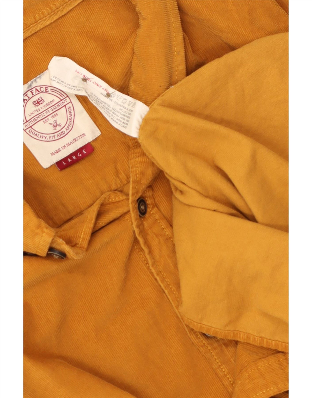 Cămașă Fat Face pentru bărbați din catifea mare, bej, bumbac