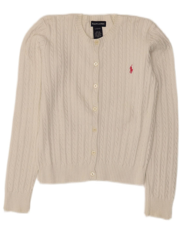 Pulover cardigan pentru fete Ralph Lauren 12-13 ani, mare, alb, bumbac