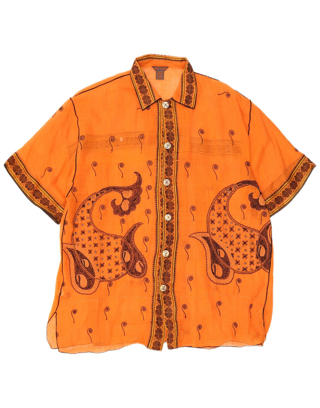 PAUL ROPP Cămașă supradimensionată pentru damă UK 14 Medium Orange Paisley