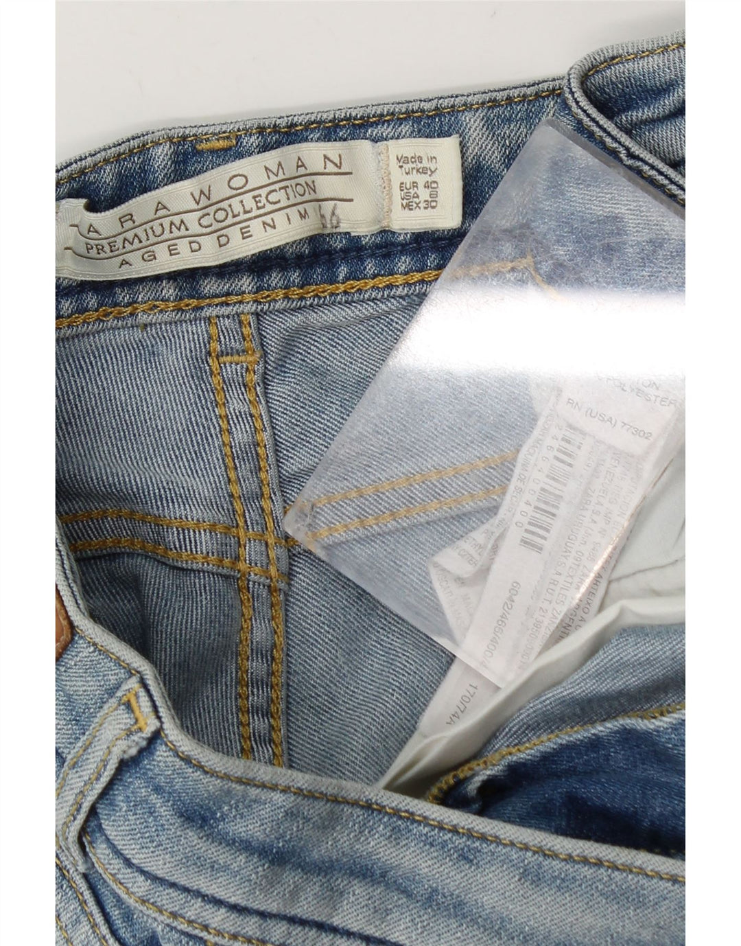Pantaloni caldi din denim pentru femei Zara EU 40 Medium W30 Bumbac albastru