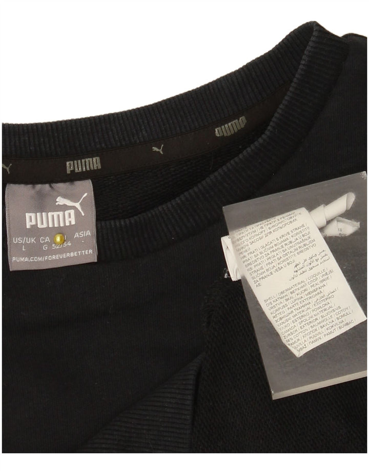 Pulover grafic pentru bărbați Puma, bumbac mare, negru
