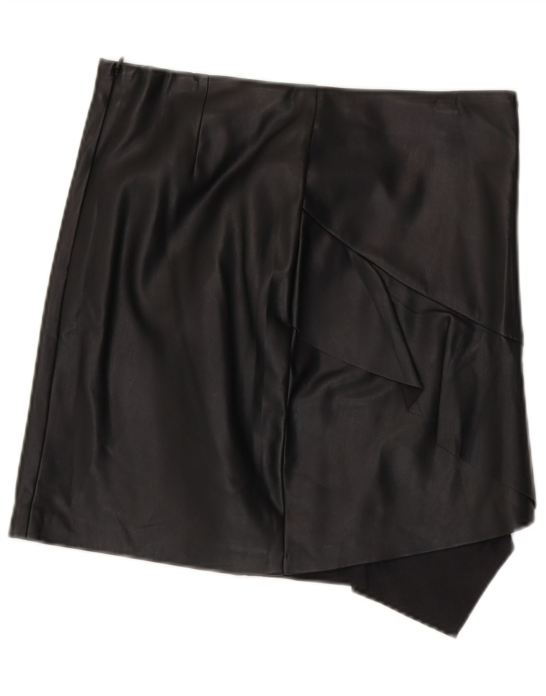 Fusta asimetrică din piele pentru femei Sisley UK 12 Medium W30 Poliester negru