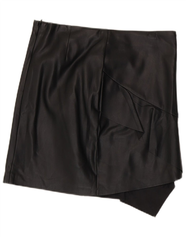 Fusta asimetrică din piele pentru femei Sisley UK 12 Medium W30 Poliester negru