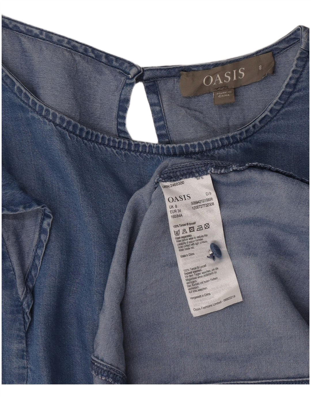 Rochie denim Oasis pentru femei UK 8 Small Blue Lyocell