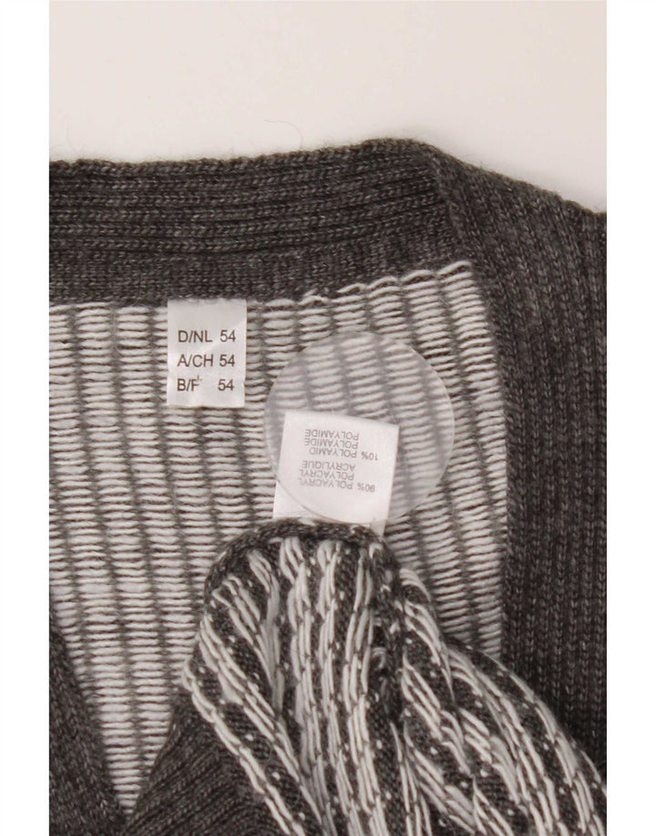 Pulover cardigan vintage pentru bărbați IT 54 XL poliacrilic cu dungi gri