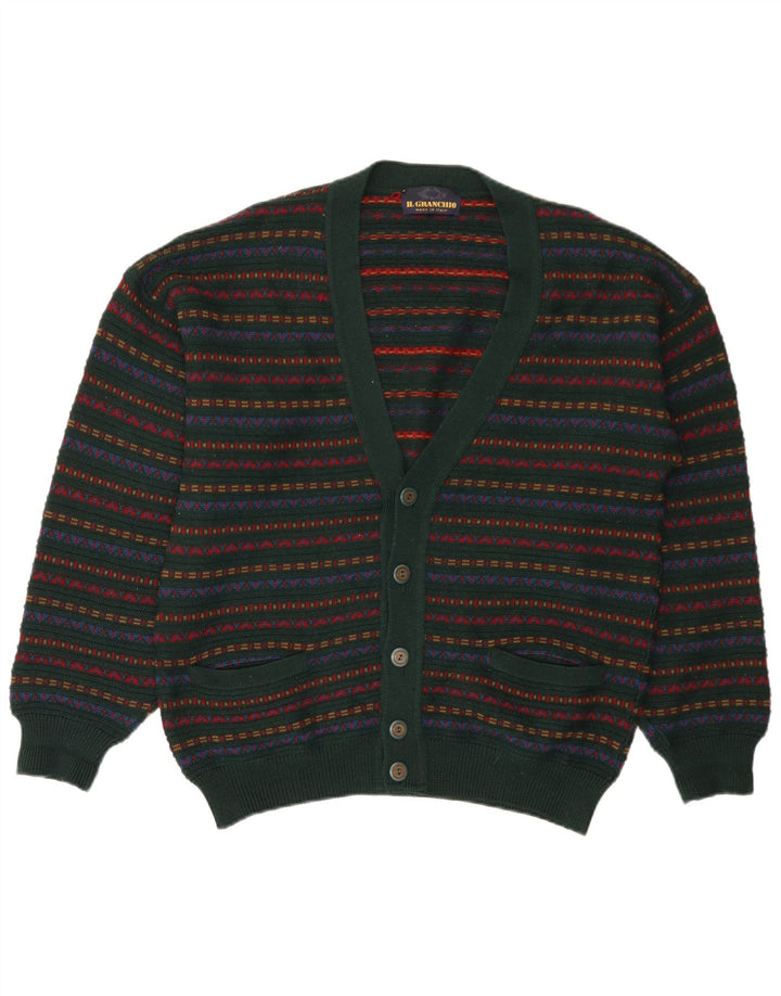 Pulover cardigan bărbați Il Granchio Lână cu dungi verzi medii