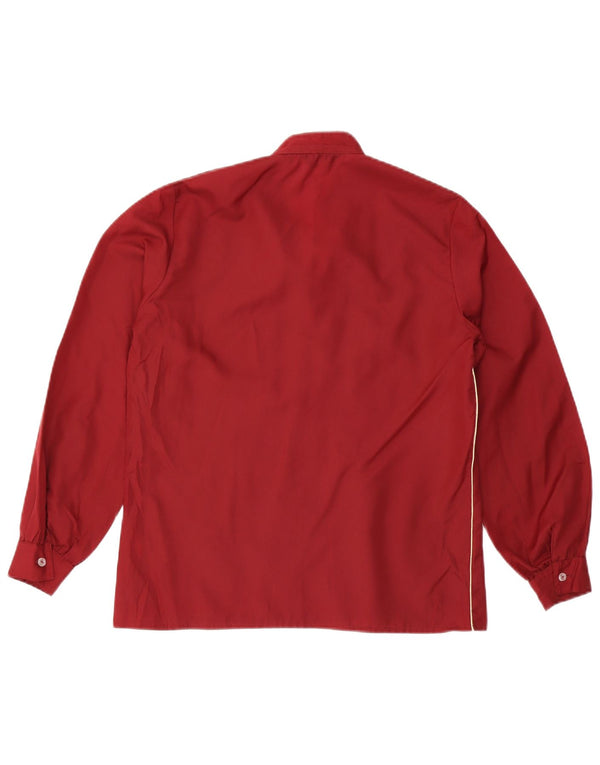 Bluză vintage cu mânecă lungă pentru femei, Marea Britanie 16 Poliester burgundă