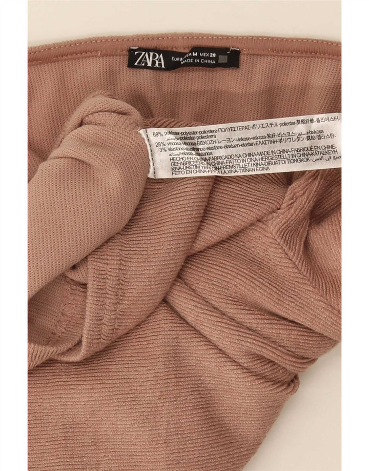 Crop Top pentru femei Zara cu mânecă lungă UK 12 Poliester maro mediu