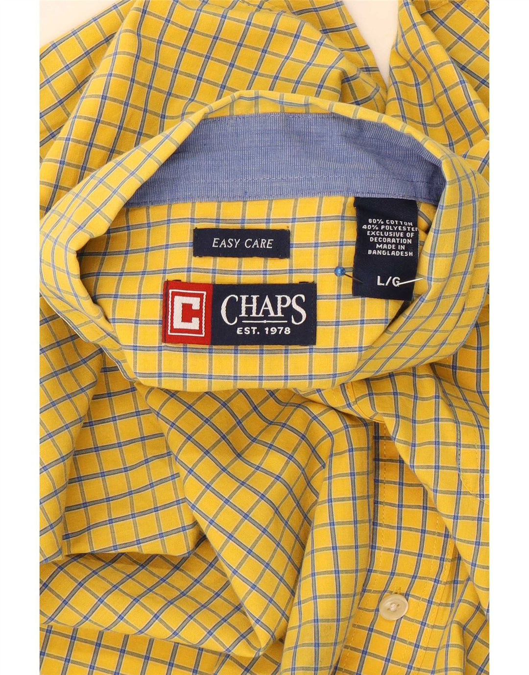 Cămașă pentru bărbați Chaps, galben mare, bumbac vichy