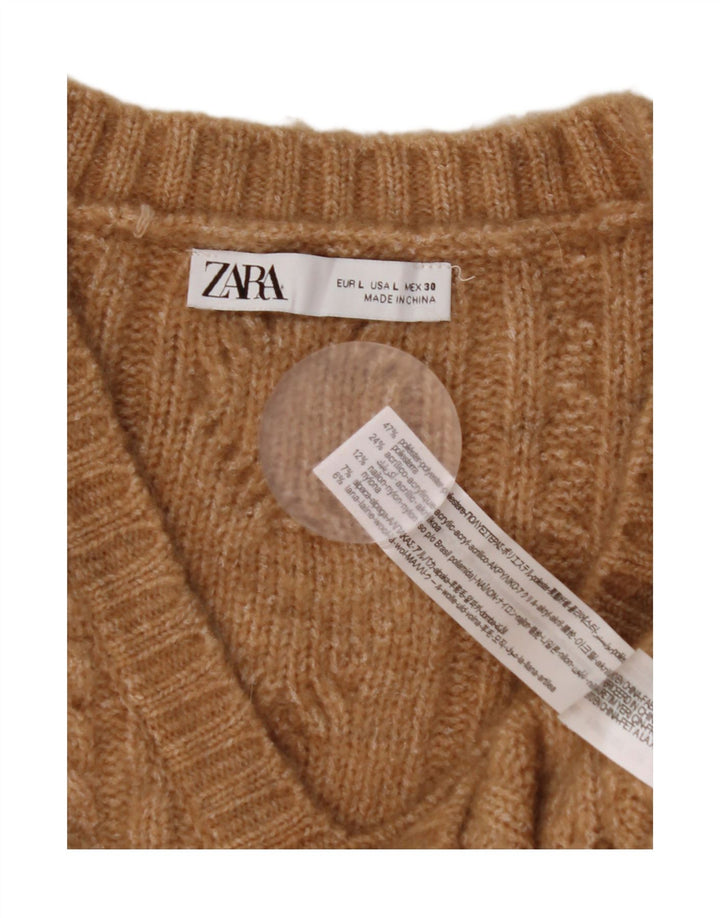 Zara femei Crop Vest Tank Top UK 16 Mare Maro Poliester