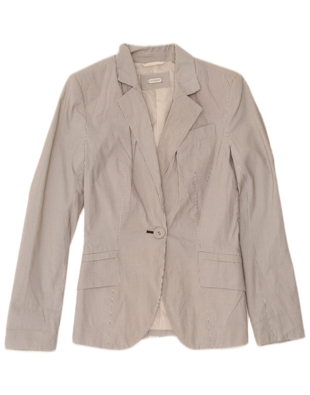 Jachetă Blazer pentru femei Zara cu 1 nasture UK 4 XS Poliester alb cu dungi