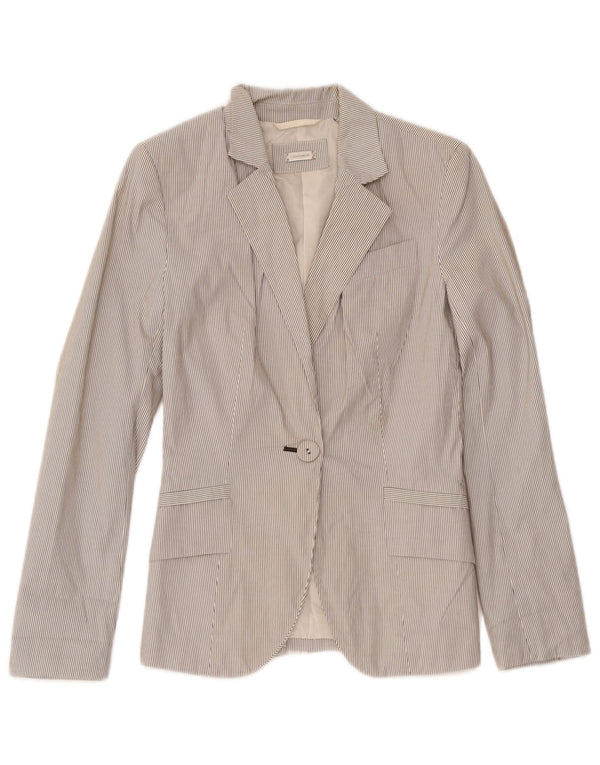 Jachetă Blazer pentru femei Zara cu 1 nasture UK 4 XS Poliester alb cu dungi