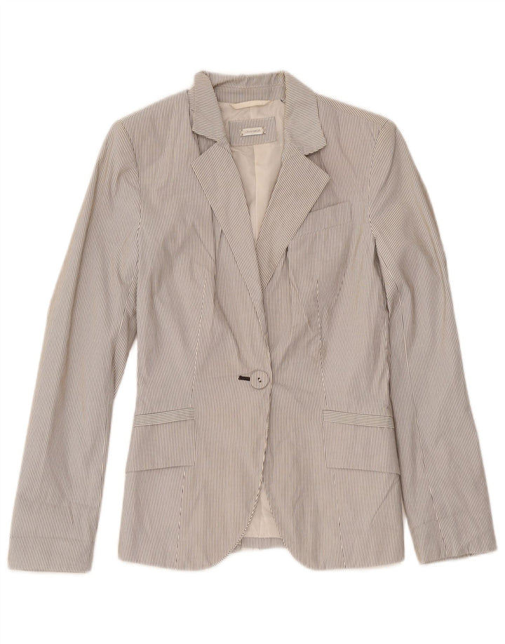 Jachetă Blazer pentru femei Zara cu 1 nasture UK 4 XS Poliester alb cu dungi