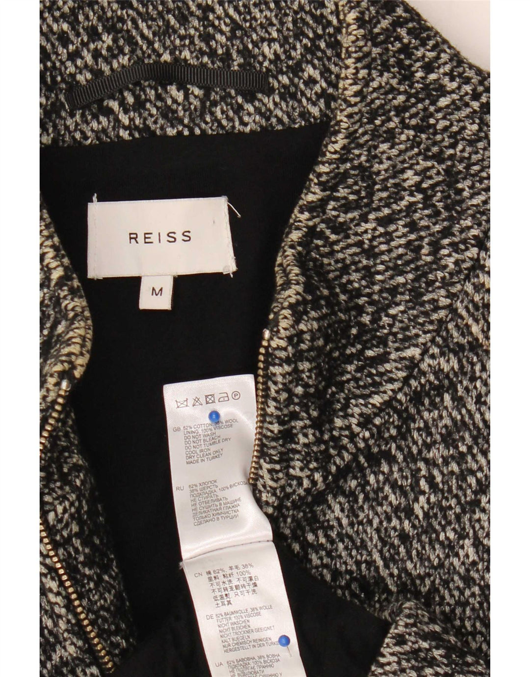 Reiss Mens Bomber Jacket UK 38 Medium Grey Flecked Bumbac