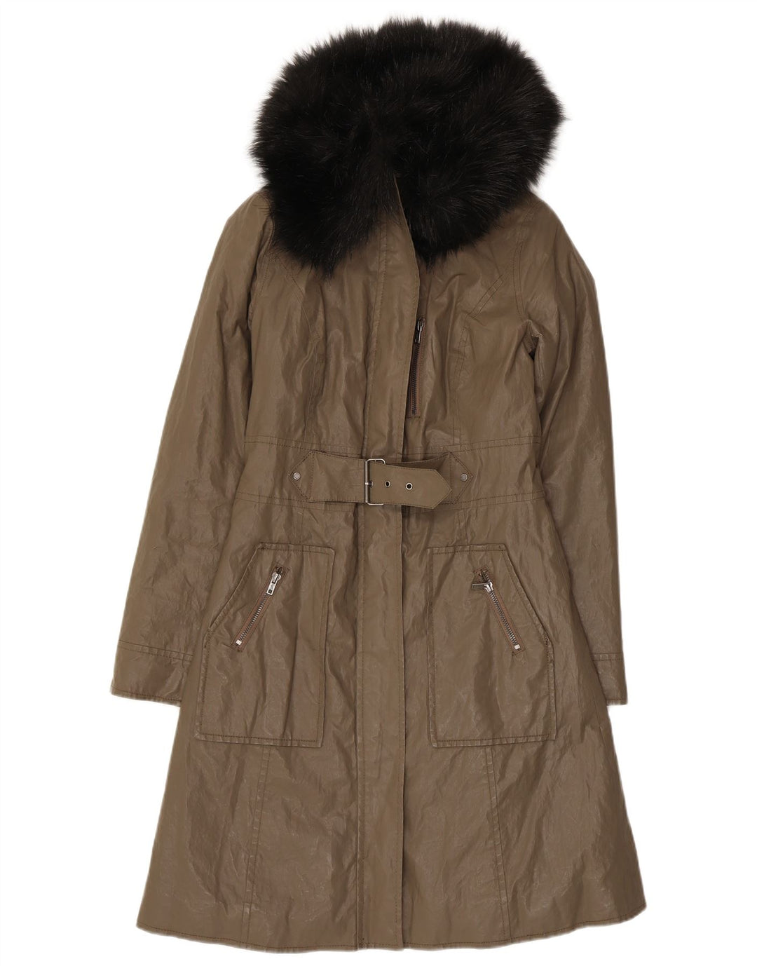 Pardesiu Dkny pentru femei UK 6 XS Khaki Ramie