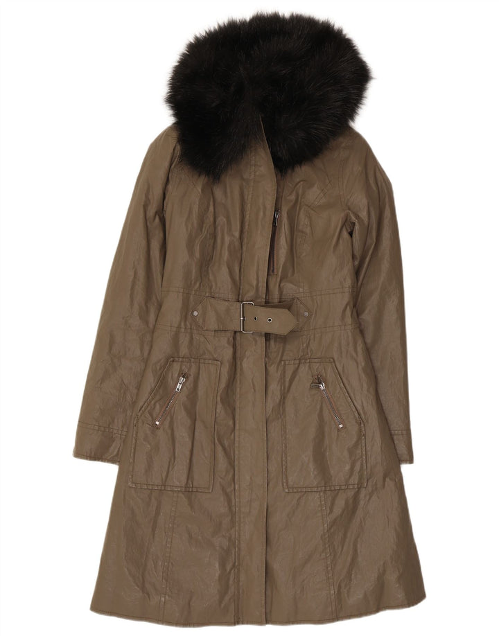 Pardesiu Dkny pentru femei UK 6 XS Khaki Ramie