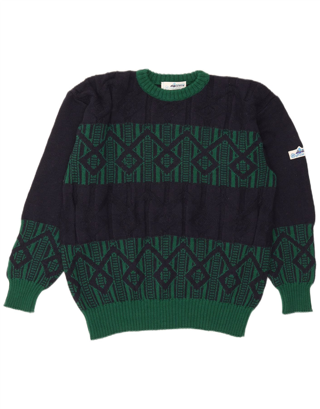 Pulover pentru bărbați Azzurra cu gât roșu IT 50 Medium Bleumarin Geometric