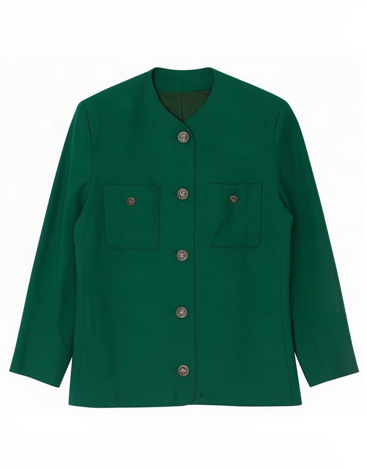 Jachetă vintage pentru femei cu 5 nasturi, UK 10, verde mică