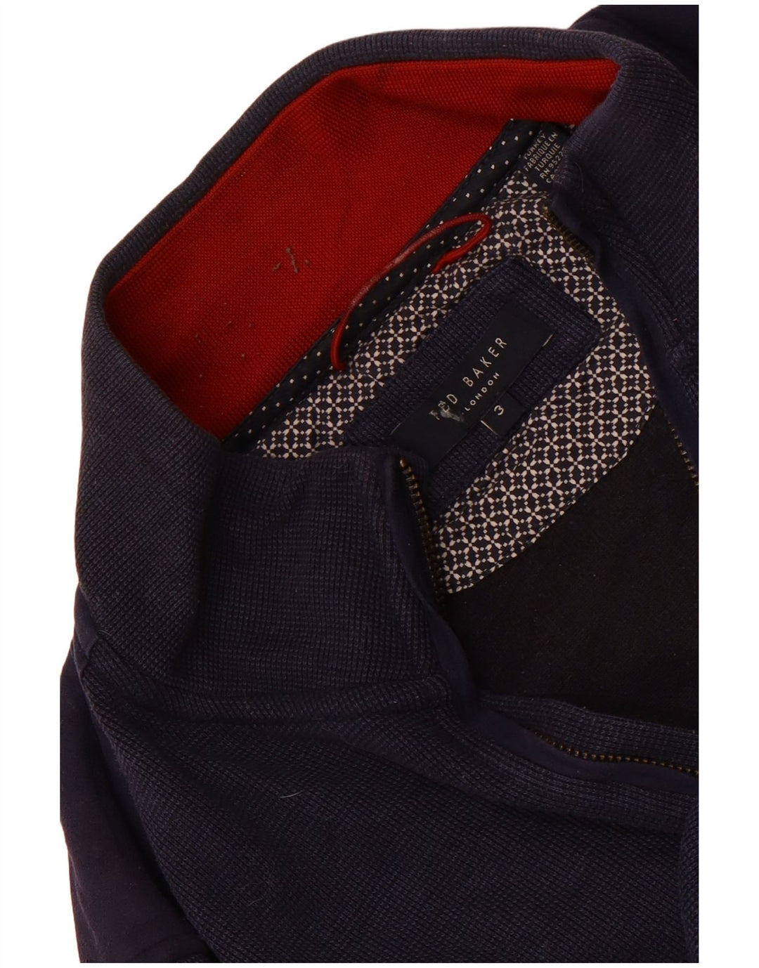 Pulover pentru bărbați Ted Baker, cu fermoar, cu gât, mărimea 3, bleumarin mediu