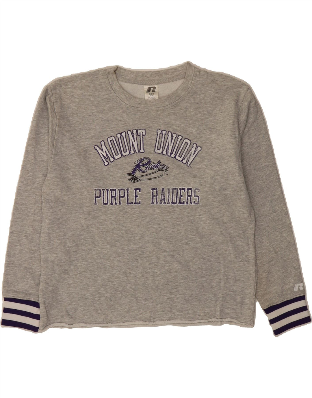 RUSSELL ATHLETIC Womens Oversized Sweatshirt Jumper UK 4/6 Small Grey Vintage Russell Athletic and Second-Hand Russell Athletic from Messina Hembry 