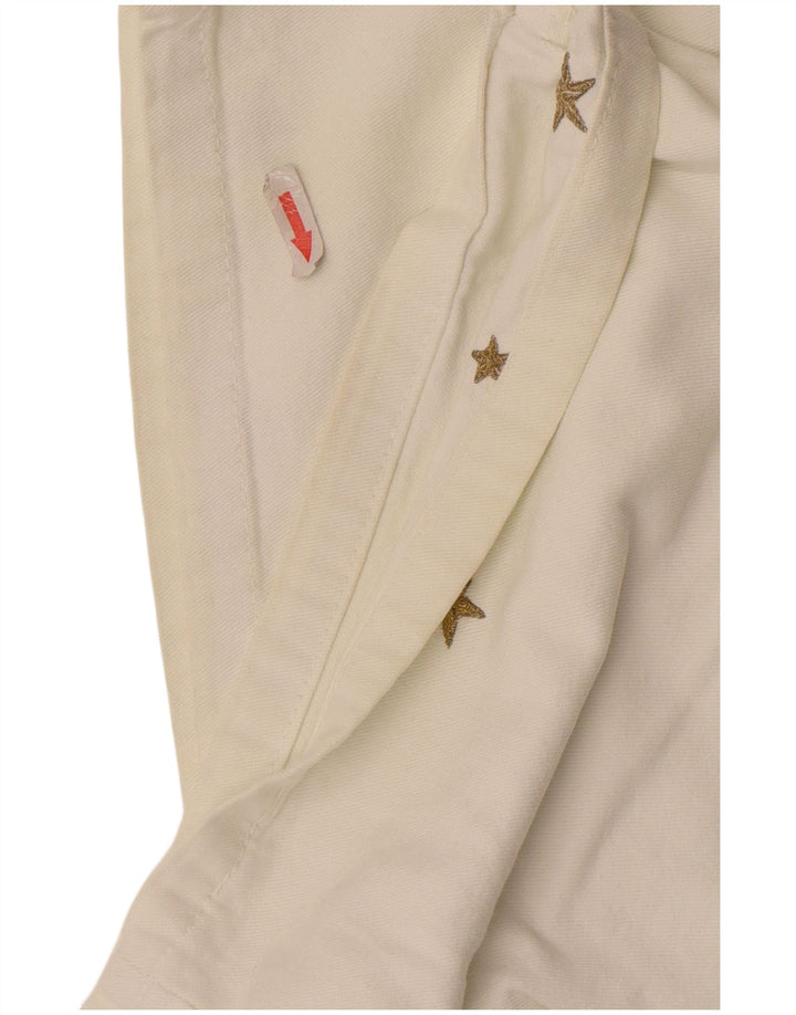 Pantaloni scurți din denim vintage pentru femei IT 42 Medium W30 Bumbac geometric alb