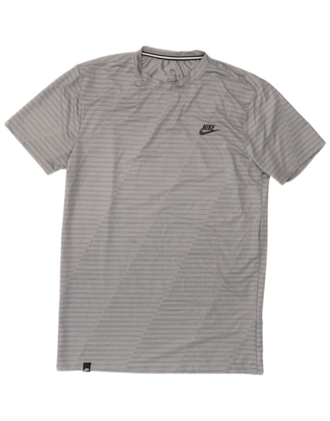 Tricou cu tăietură atletică Nike pentru bărbați Top mediu gri poliester cu dungi