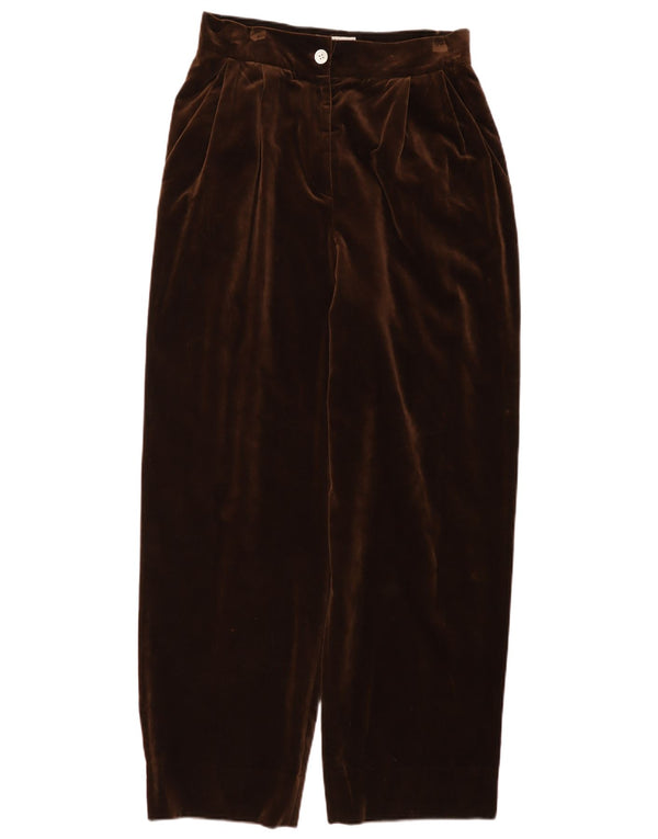 Pantaloni casual de damă vintage din catifea cu talie înaltă IT 46 Large W30 L30 Maro