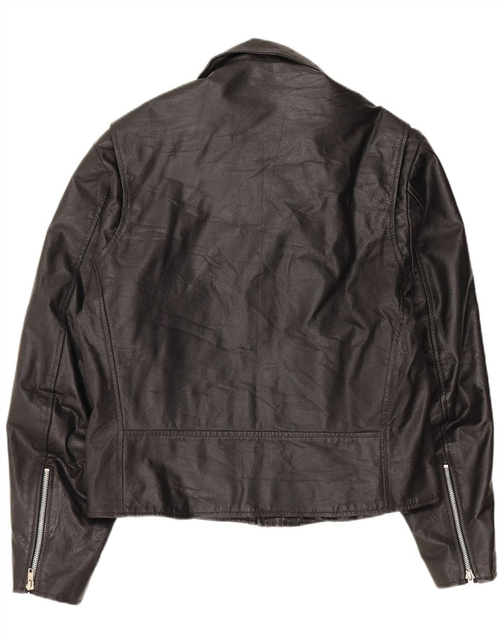 Jachetă motociclist din piele supradimensionată pentru femei VINTAGE UK 10 Mic din piele neagră