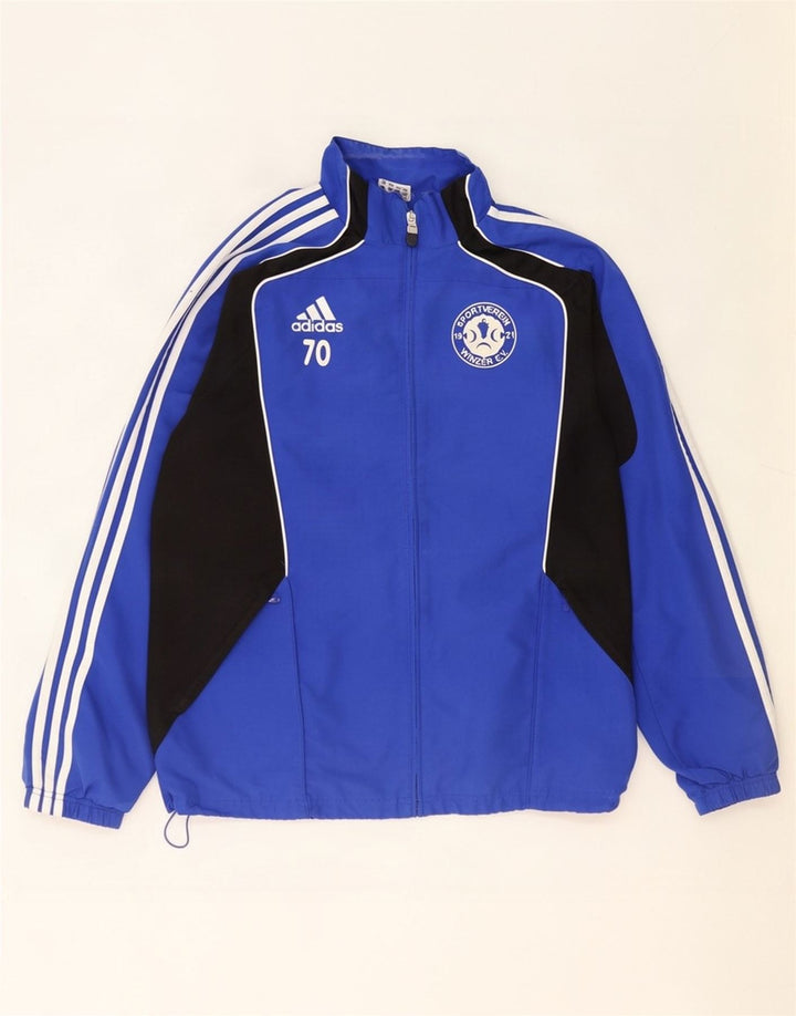 Jachetă de top pentru trening grafic Adidas pentru bărbați Marea Britanie 38/40, albastru mediu, bloc de culoare