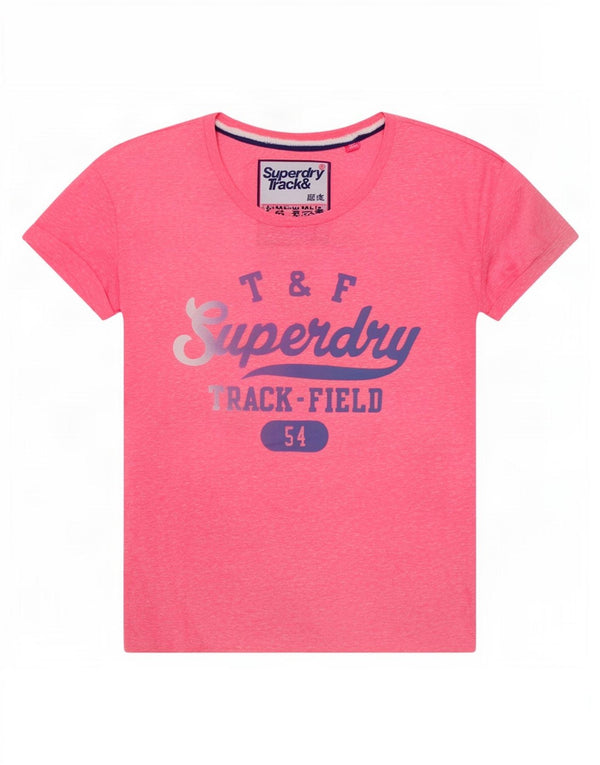 Tricou grafic Superdry pentru femei Top UK 14 Medium Pink Flecked Polyester