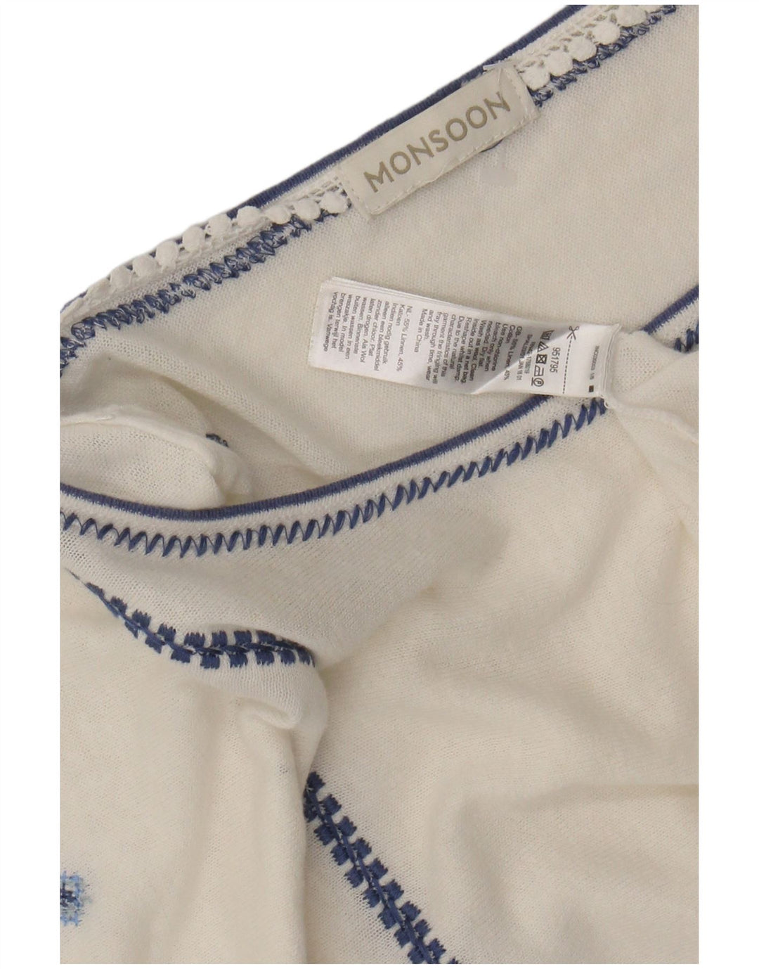 Bluză de damă MONSOON Top UK 16, mare, alb, cu flori, in