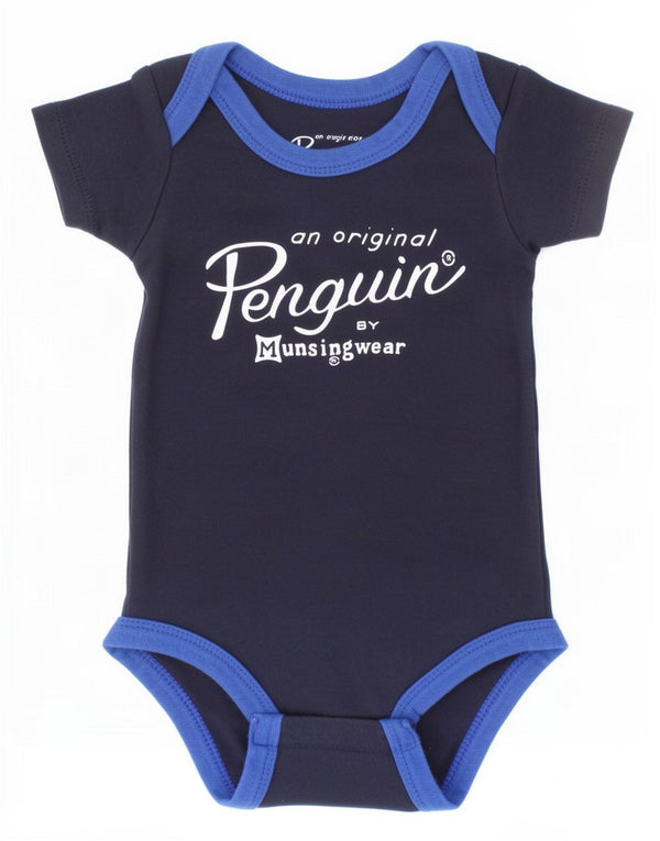Body cu grafica pentru bebelusi Pinguin 0-3 Luni Bleumarin