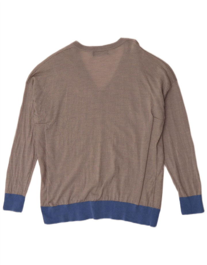 Pulover cu decolteu în V pentru femei Marks & Spencer UK 14 Medium Gri Colorblock