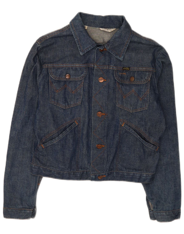 Jachetă de denim crop Wrangler pentru femei UK 14, albastru mediu